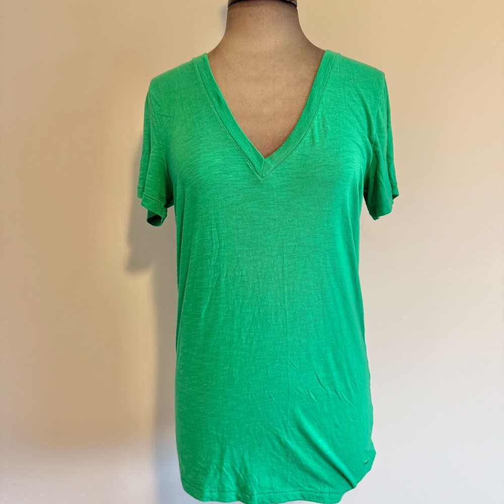 PINK Victoria's Secret Bright Green V-Neck Tee